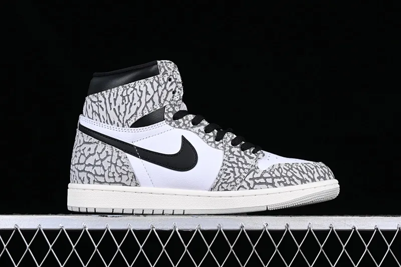 All categories Air Jordan Jordan series basketball shoes Air Jordan 1 High Pure original Air Jordan 1 High OG "White Cement" AJ1 Joe 1 elephant pattern high-top basketball shoes DZ5485-052